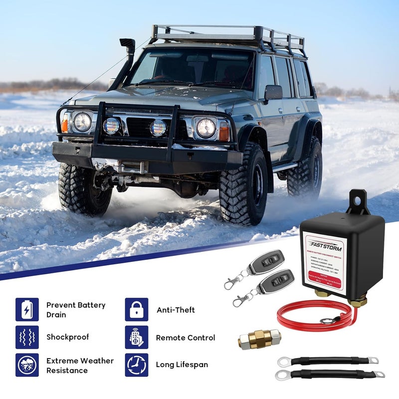 FASTSTORM Side Post Remote Battery Disconnect Switch 12V, 250A Negative Battery Cut Off Switch Anti-Theft Kill Switch Kit Upgrade Prevent Battery Drain for Car Truck, RV Auto, Boat,Vehicle etc - Image 2